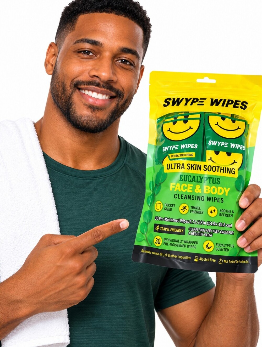 SWYPE WIPES Eucalyptus Face & Body Cleansing Wipes 30 Per Pack NWT